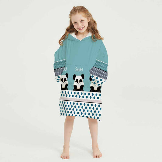 3d winter homewear panda printing blanket hoodie for kids