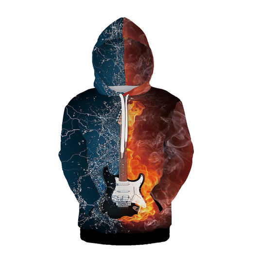 Anpassen von Grafik-Hoodies 3D-Druck-Gitarren-Pullover-Sweatshirts Rock and Roll