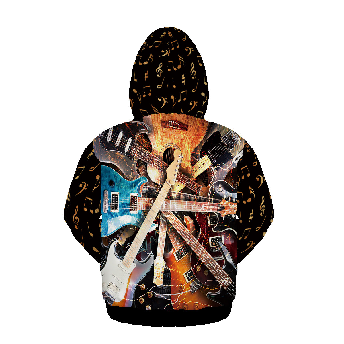 Free Shipping Unique Hoodies Pullover 3d Guitar Printed Sweatshirts
