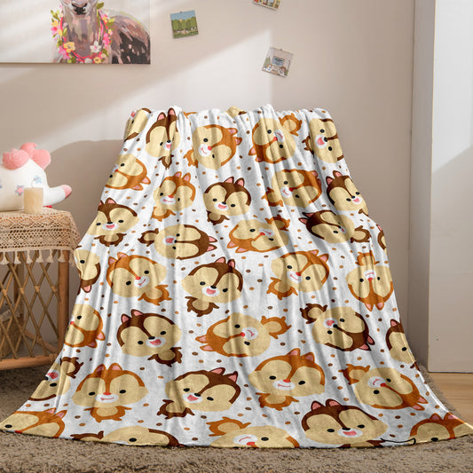 Lovely Cartoon Squirrels Chip And Dale Flannel Fleece Blanket