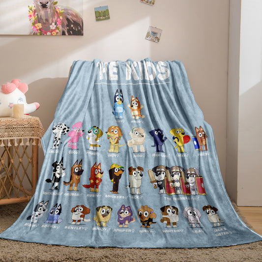 Bluey And Her Friends Flannel Fleece Throw Blanket For Kids