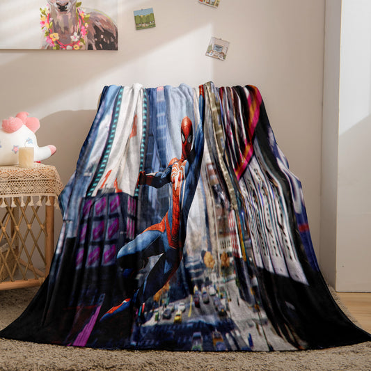 Flying Spiderman Sherpa Blanket For Bedroom Super Soft