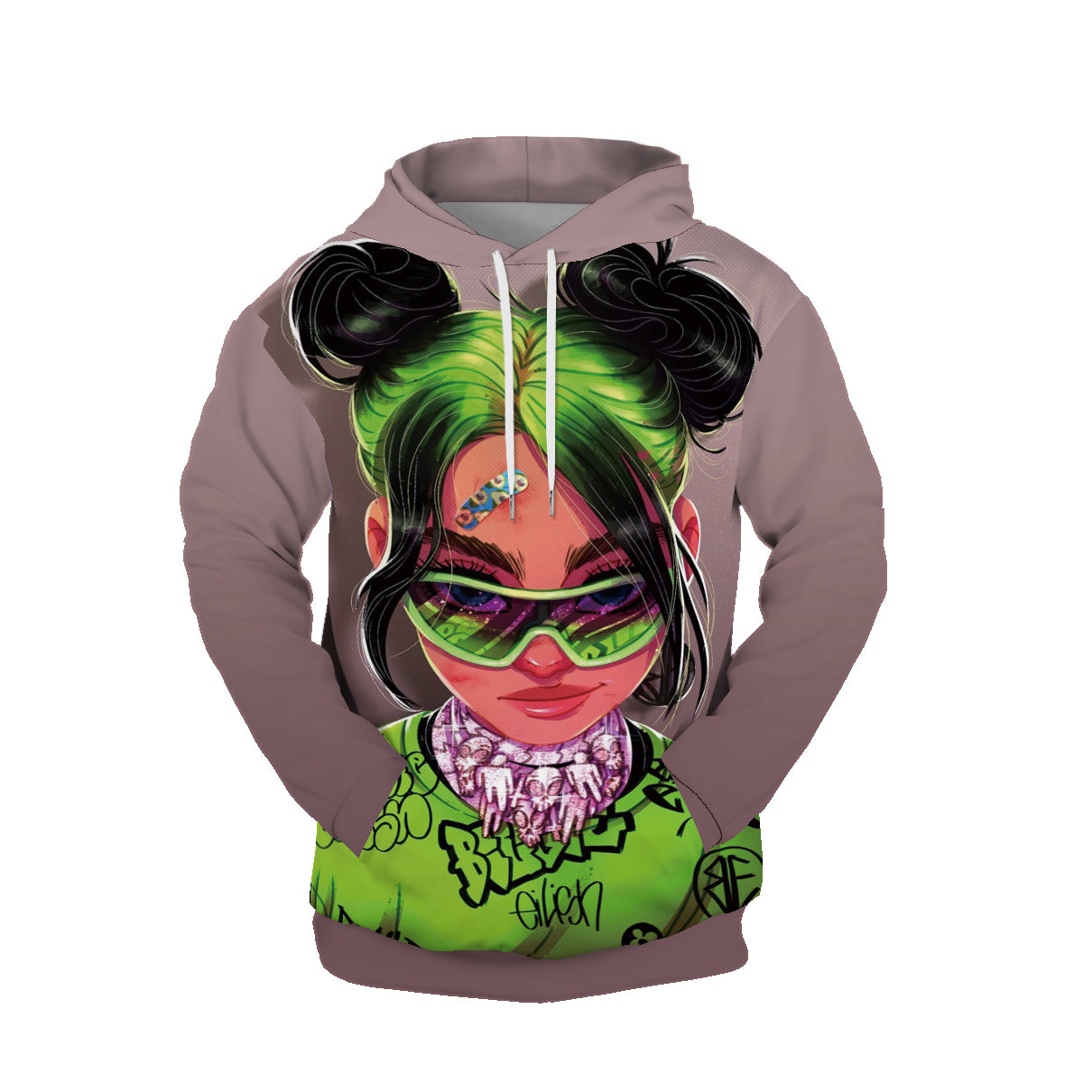 Free Shipping Unique Hoodies Pullover 3d White Billie Eilish Printed Sweatshirts