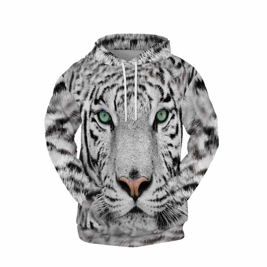 Free Shipping Unique Hoodies Pullover 3d White Tiger Printed Sweatshirts