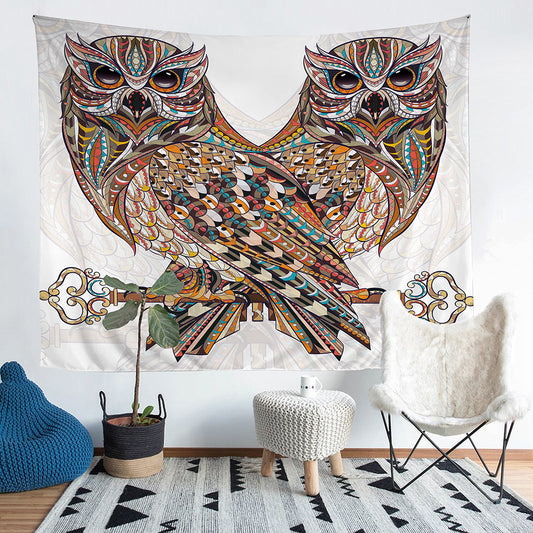 3D double owls bohemian tapestry wall decoration Home Decor