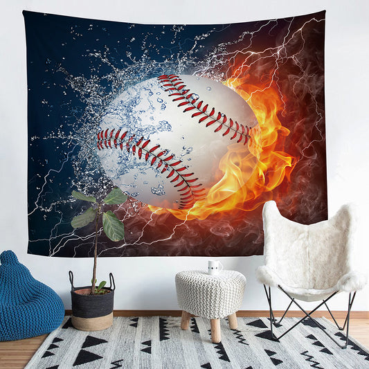 3D fire and ice baseball tapestry wall decoration Home Decor