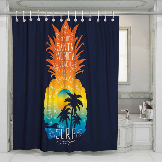 3D waterproof and mildewproof shower curtains with rings enjoy the surf
