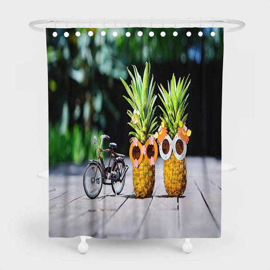 3D waterproof shower curtains pineapple couple