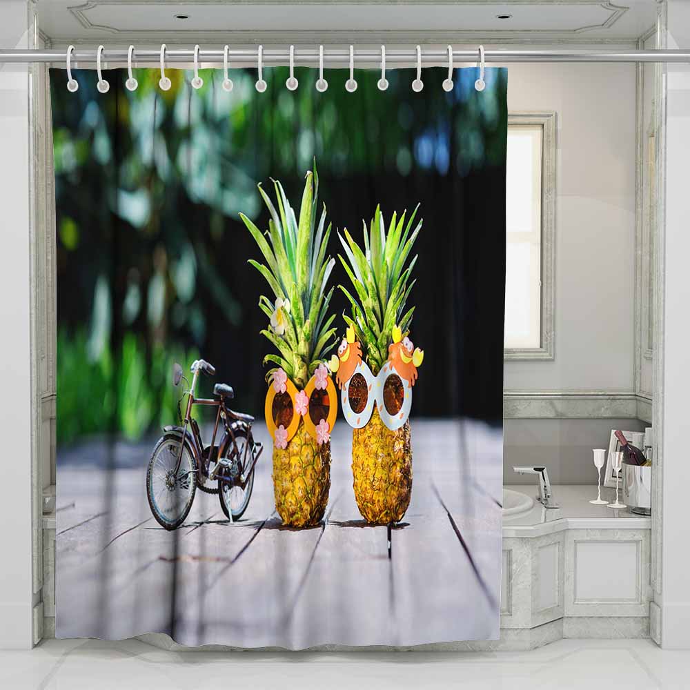 3D waterproof shower curtains pineapple couple