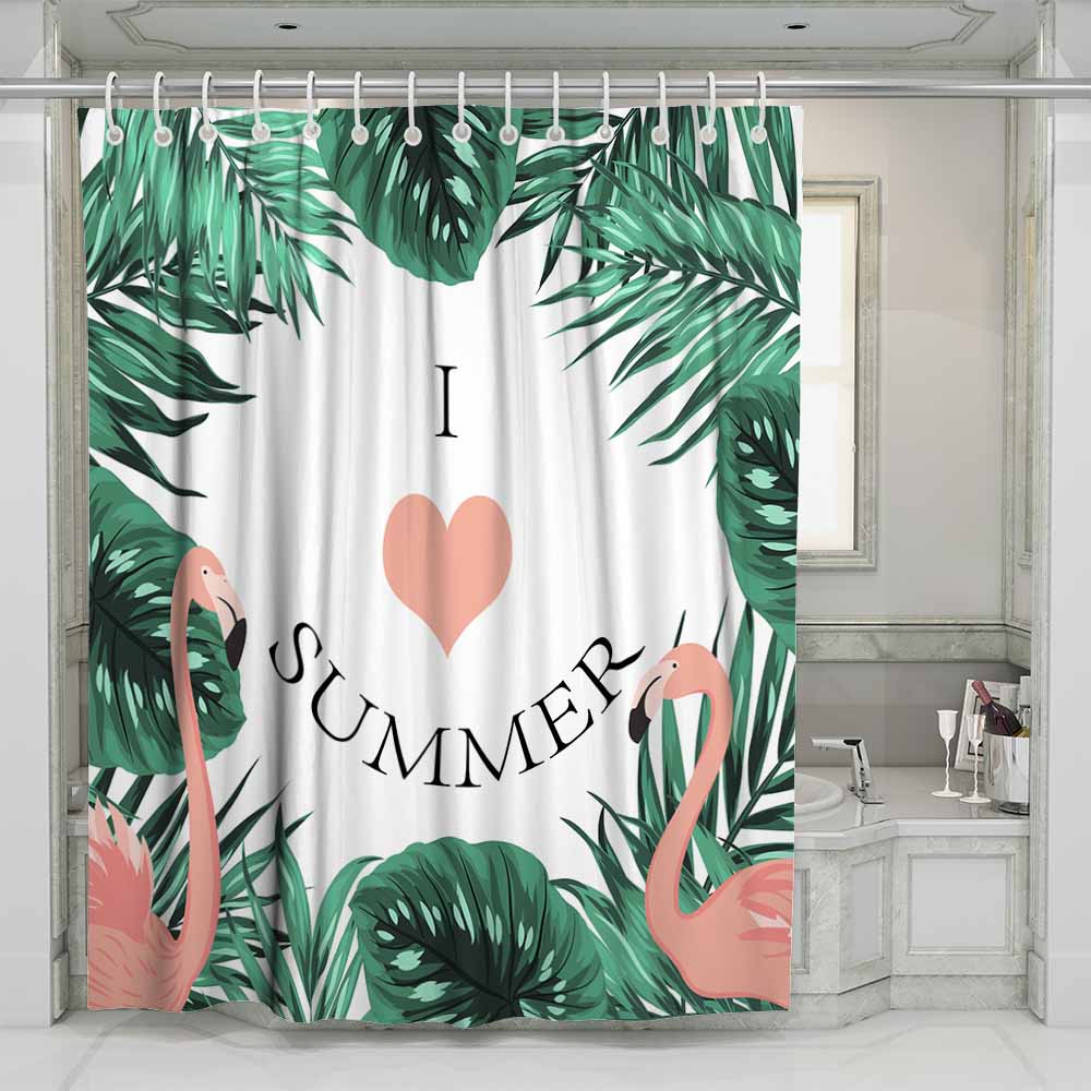 3D waterproof shower curtains I love summer