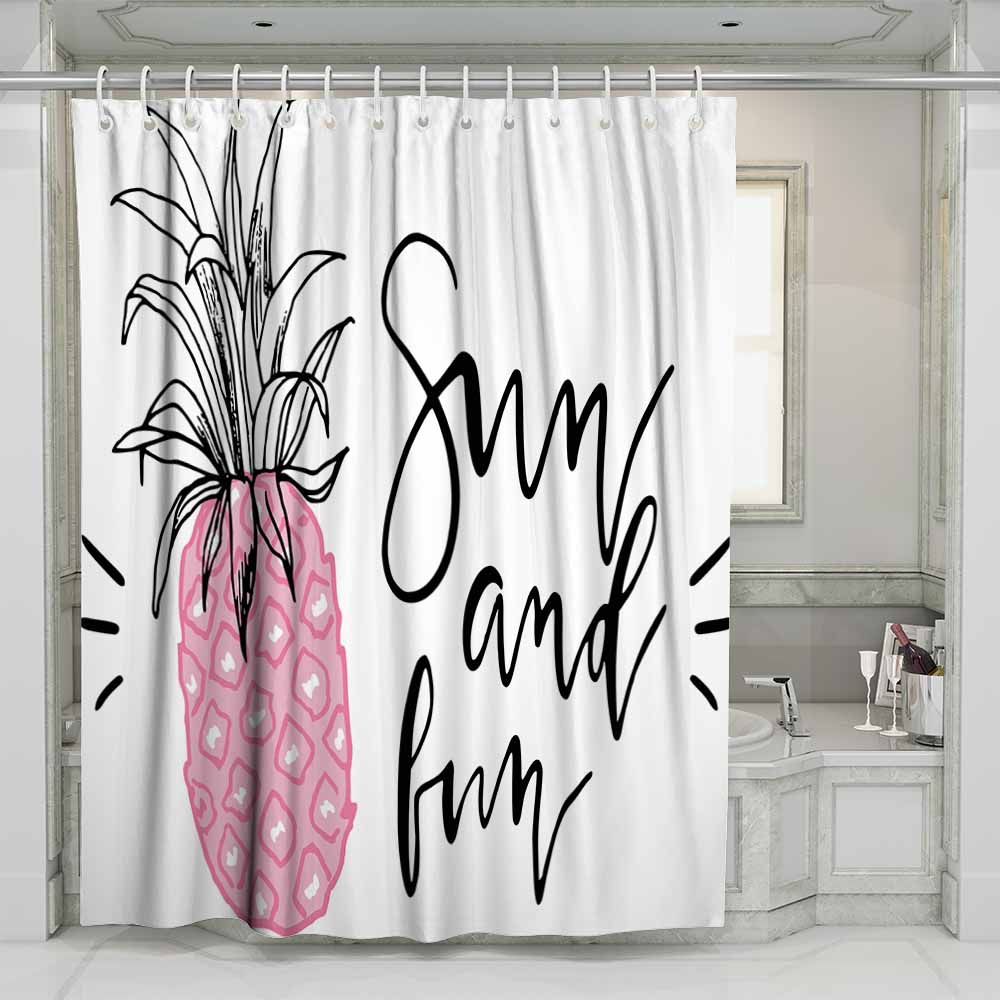 3D waterproof shower curtains pink pineapple