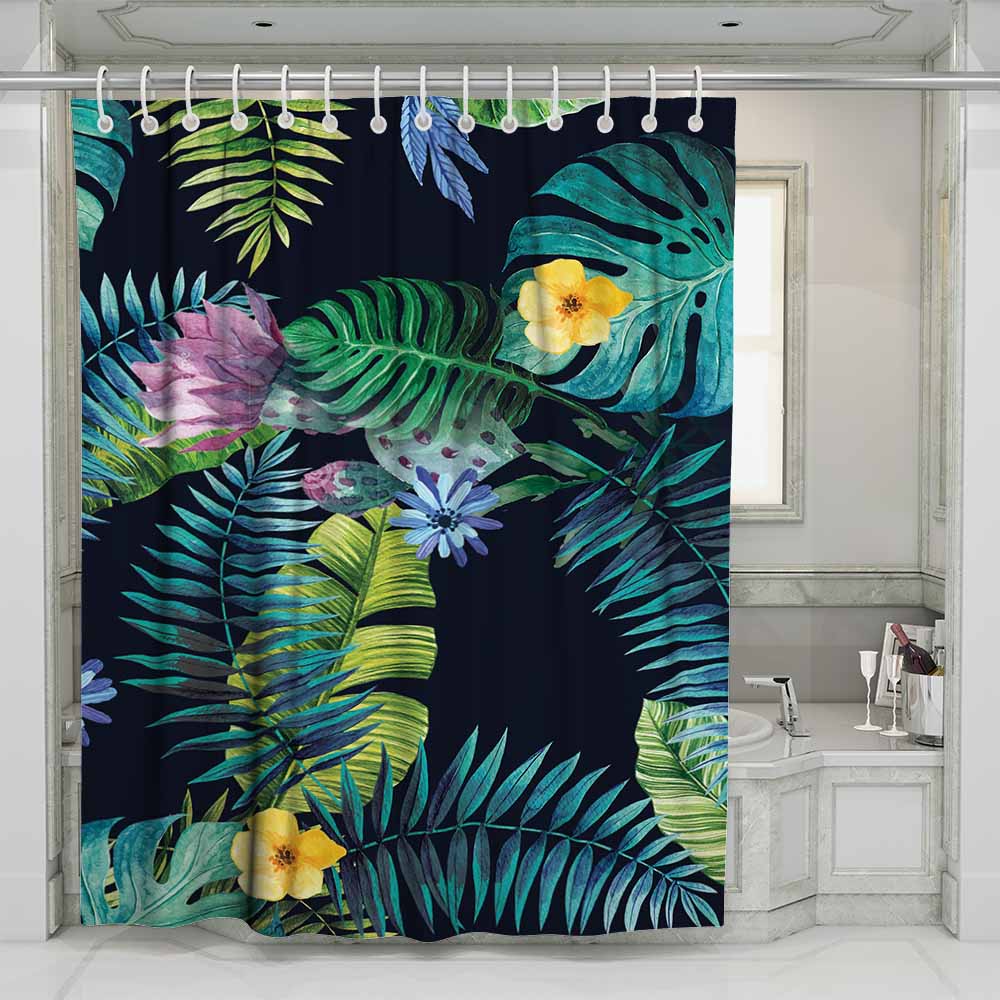 3D mildewproof tropical plants shower curtains home decro