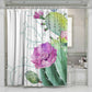 3D waterproof and mildewproof shower curtains blooming cactus