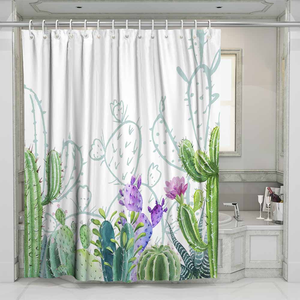 3D mildewproof shower curtains home decro cactus forest