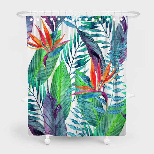3D waterproof and mildewproof shower curtains jungle plants