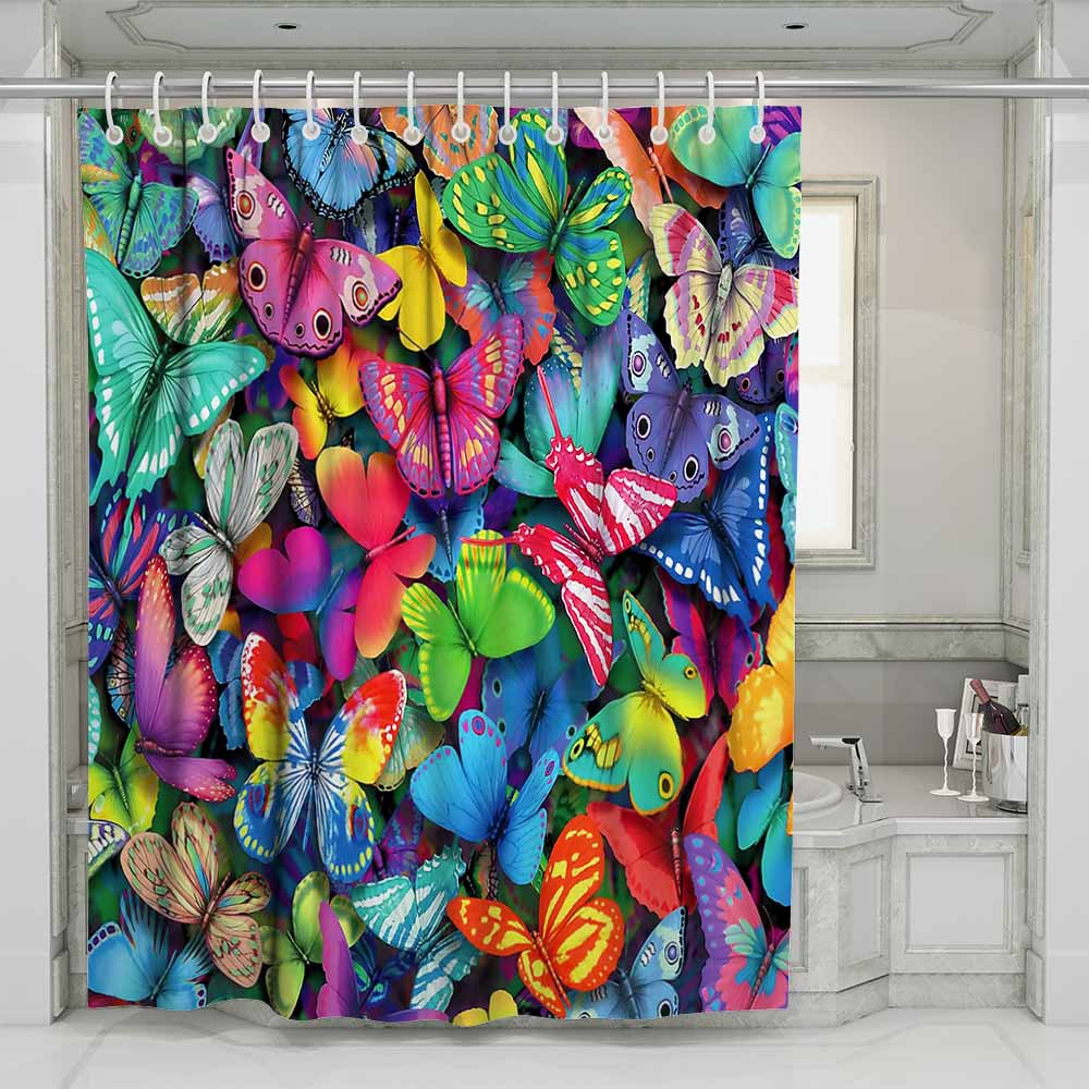 3D waterproof and mildewproof shower curtains butterflies