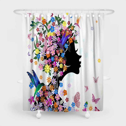 3D waterproof shower curtains flowers face