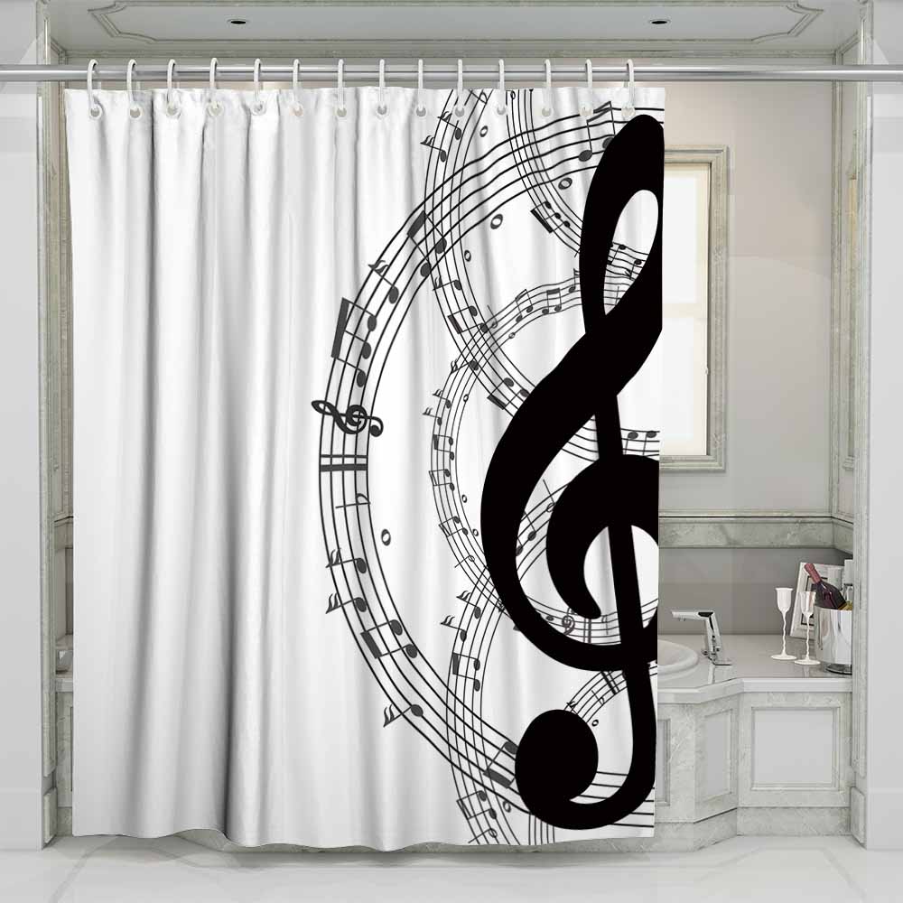 3D musical score waterproof shower curtains with rings