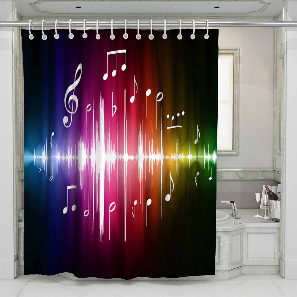 3D music theme waterproof shower curtains
