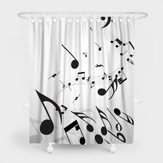 3D waterproof shower curtains flowing music notes