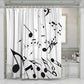 3D waterproof shower curtains flowing music notes