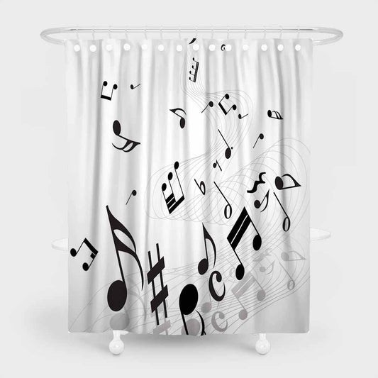 3D waterproof shower curtains with flying music notes