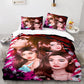 Comic style Black pink bed sheet set